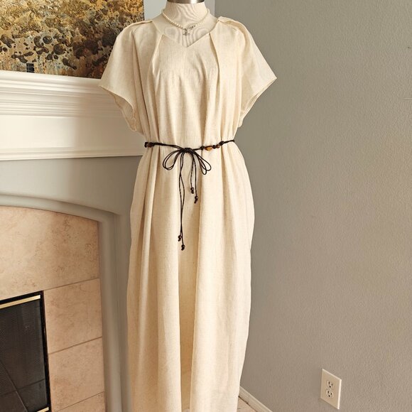 NWT Oversized Linen Blend Maxi Dress - Picture 1 of 8